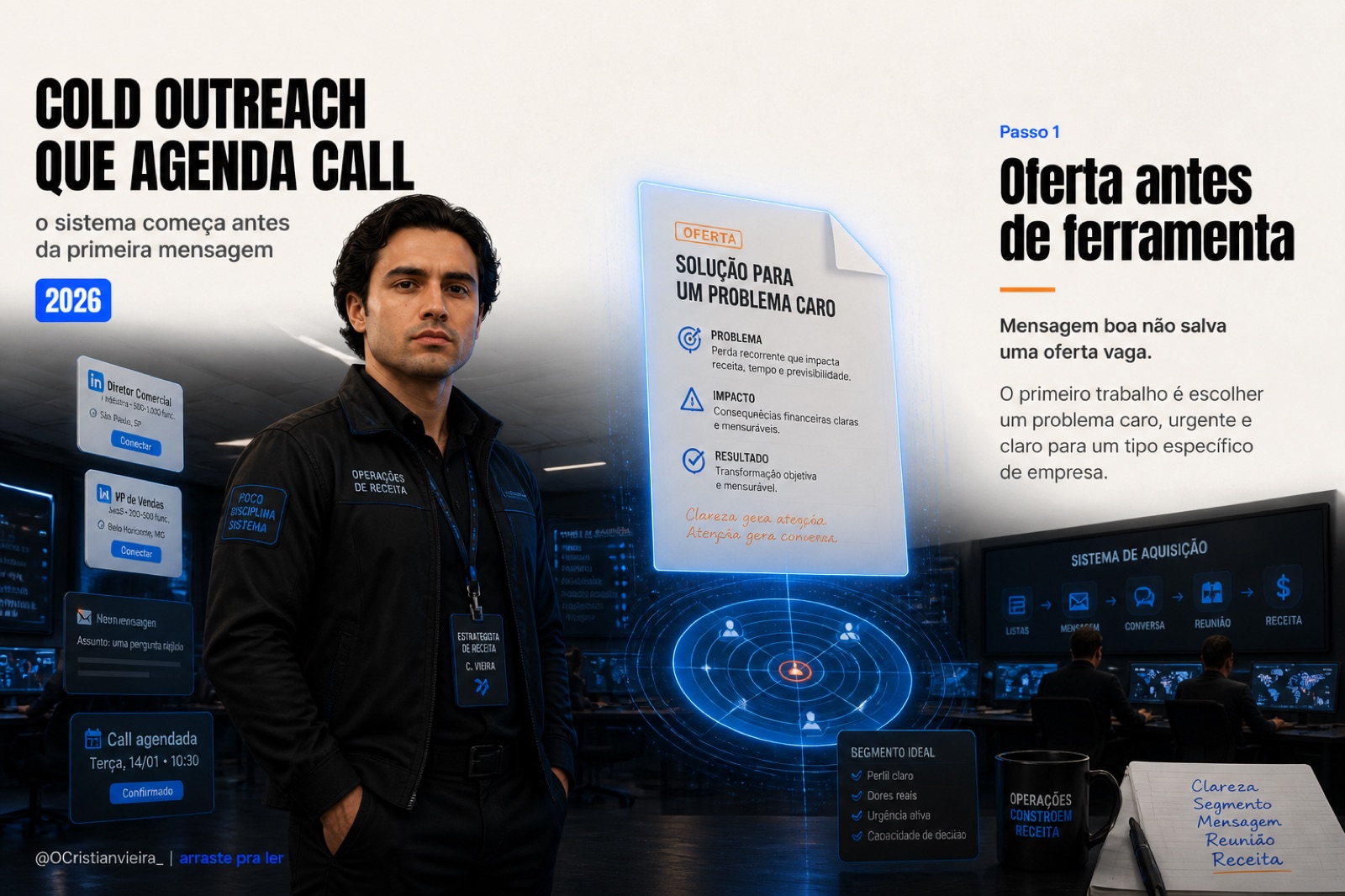 Duas peças sequenciais de um carrossel sobre cold outreach