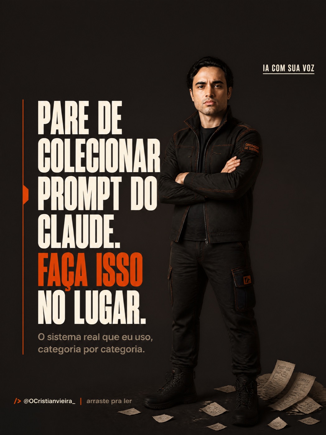 Capa de carrossel autoral sobre a diferença entre skill e prompt