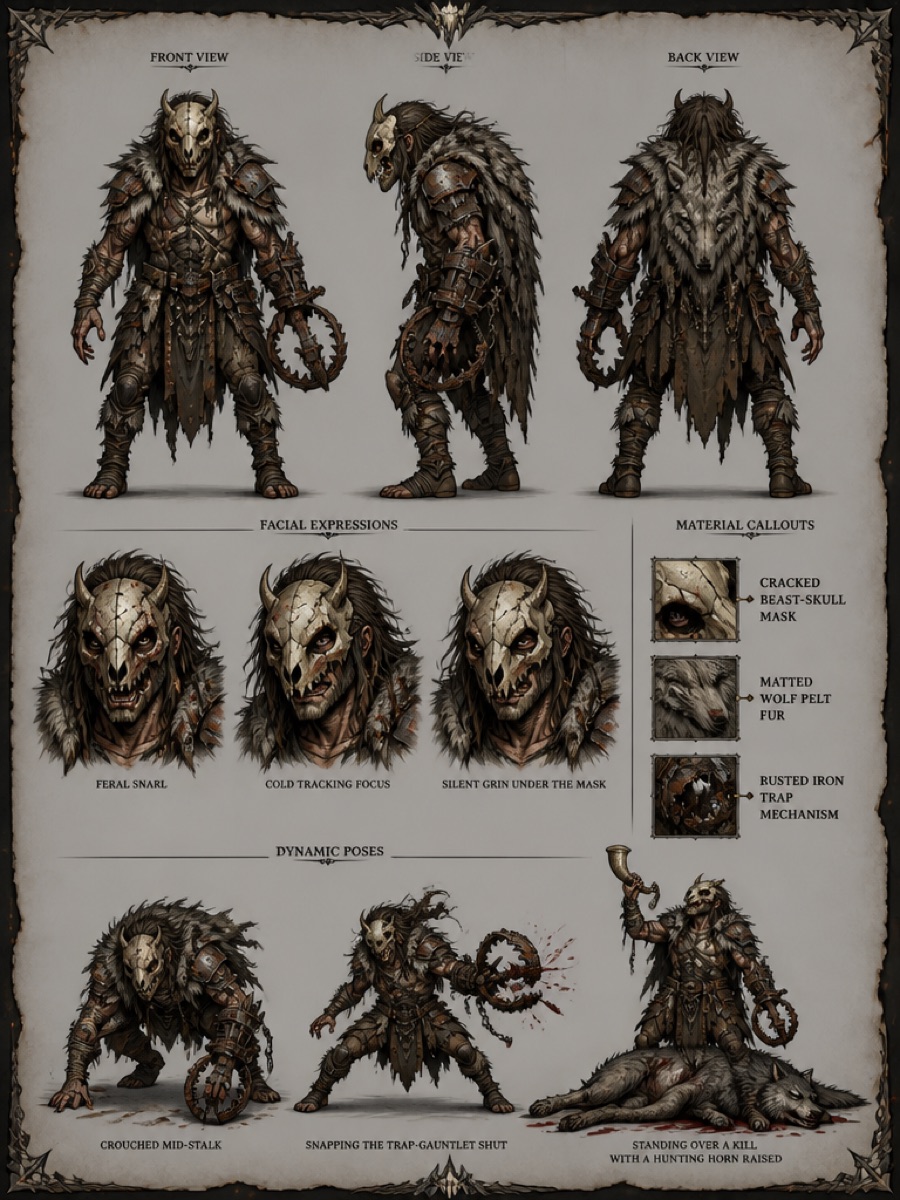 Ficha visual detalhada de personagem