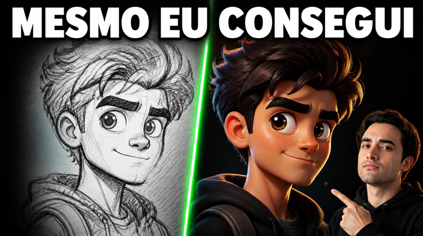 Thumbnail de YouTube mostrando desenho e personagem animado