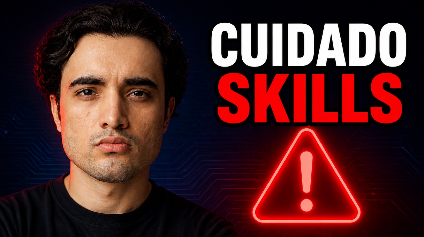Thumbnail de YouTube com o alerta Cuidado skills